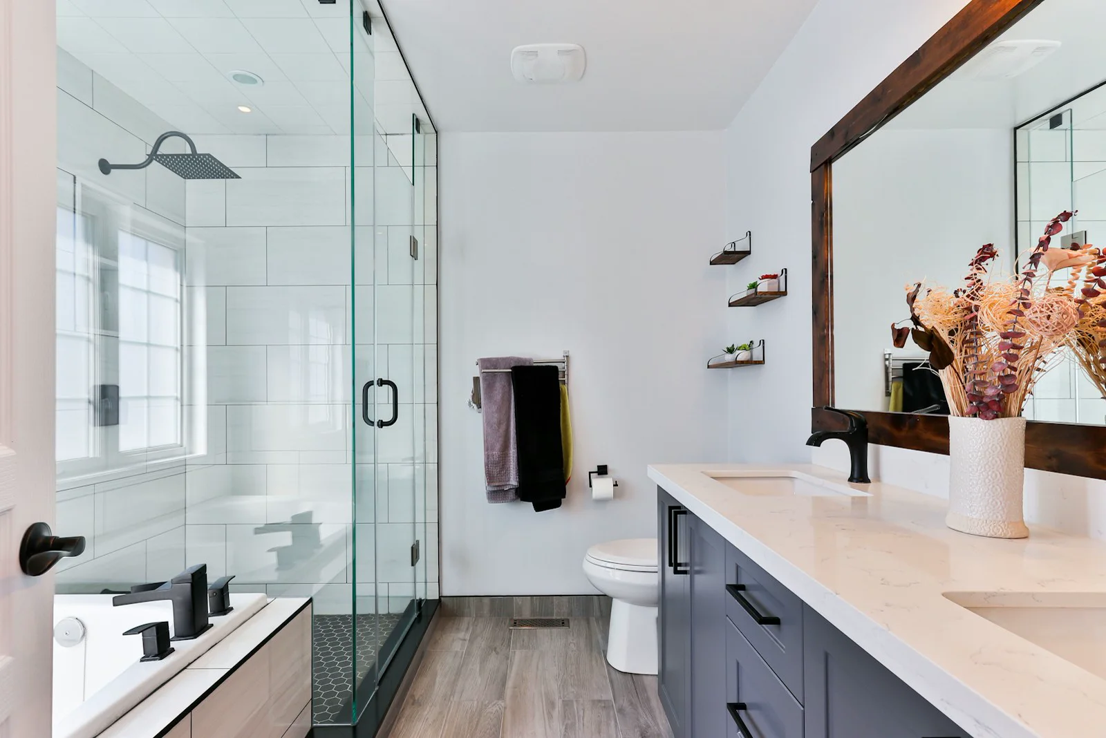 Bright, freshly cleaned bathroom